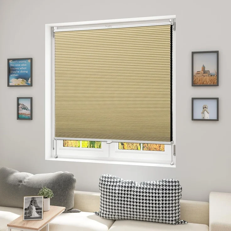 WOLTU Wabenplissee ohne Bohren Verdunklung Thermo Doppelplissee Klemmfix Zweifarbig 70x120 cm Beige-Weiß, Plissee Faltrollo Sonnen-, Sicht- & Schallschutz, Jalousie Plisseerollo für Fenster & Tür – Bild 1