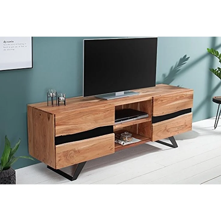 riess-ambiente Lowboard AMAZONAS 160cm natur, Massivholz · TV-Board · Baumkante · Akazie · Wohnzimmer – Bild 5
