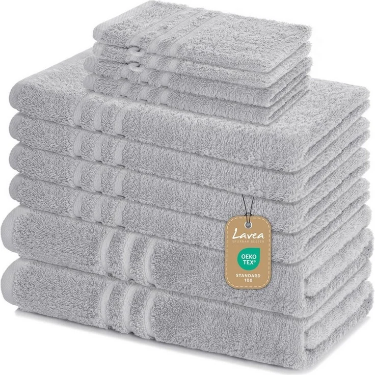 Lavea Handtuch Set Elena, Duschtücher, Handtücher, Gästetücher, Waschhandschuhe, 100% Baumwolle (Set, 10-St), Frottierserie, weich & saugstark, pflegeleicht, 500 g/m² Frottier – Bild 2