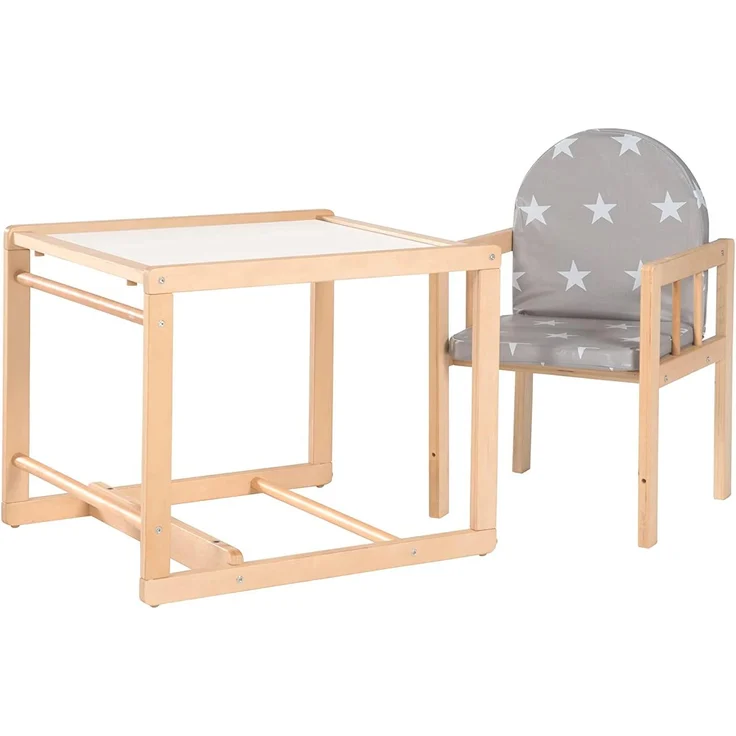 roba Hochstuhl 'Little Stars' - mit Essbrett - wandelbar zu Tisch & Stuhl - Sitz gepolstert - Holz natur – Bild 4
