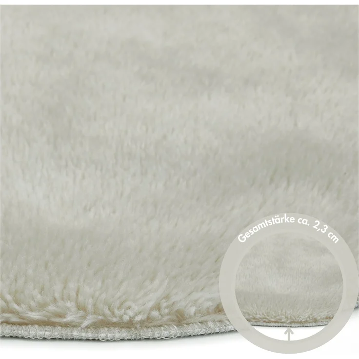 andiamo Badematte rutschfest Florida - Badezimmerteppich weich und flauschig - Badteppich rutschfest waschbar Duschvorleger Badvorleger für Badezimmer 60 cm rund beige – Bild 3