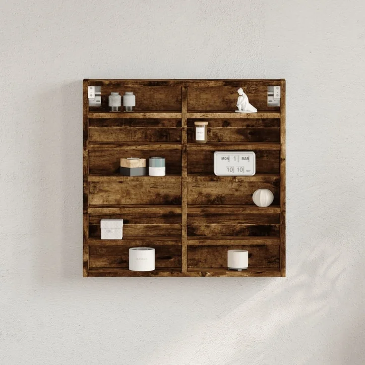 vidaXL Vitrinenschrank Räuchereiche 60x8,5x58 cm Holzwerkstoff 847965 – Bild 1