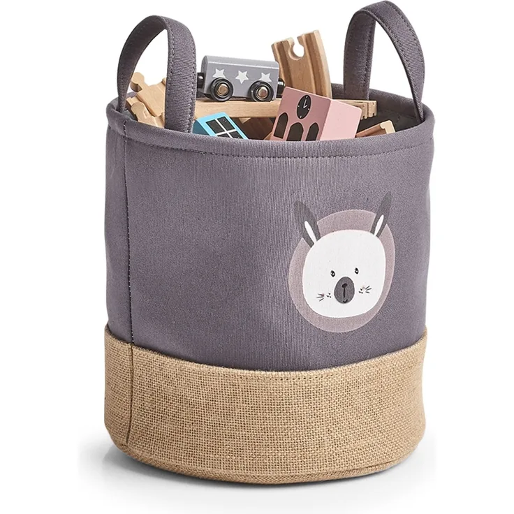 Aufbewahrungskorb Hase - Grau, Jute - Ø 25cm