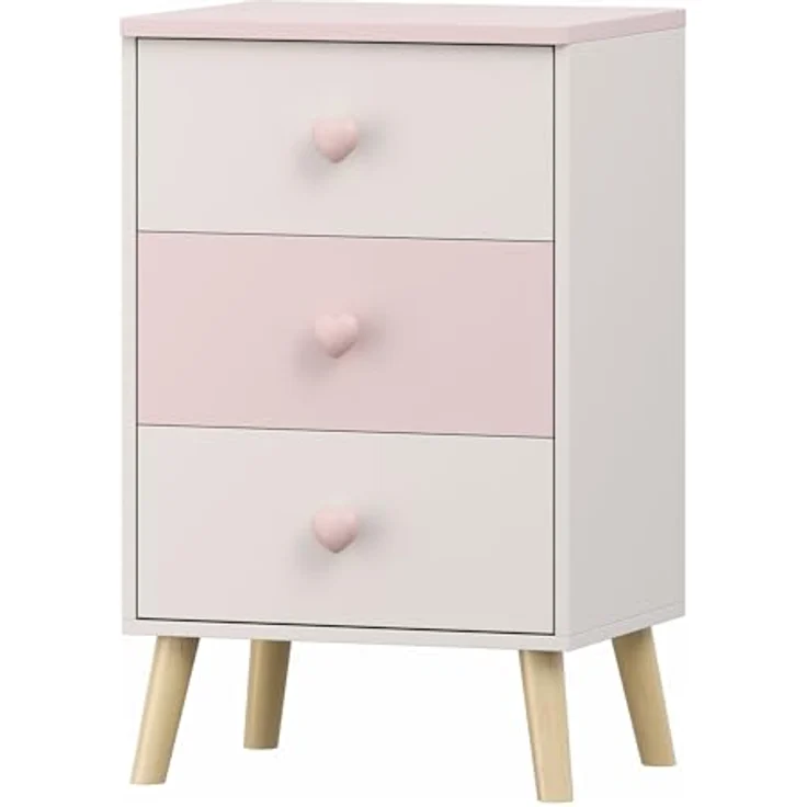 Kinderkommode Sandnes mit 3 Schubladen 62x38x30 cm Weiß/Rosa [en. casa] – Bild 5