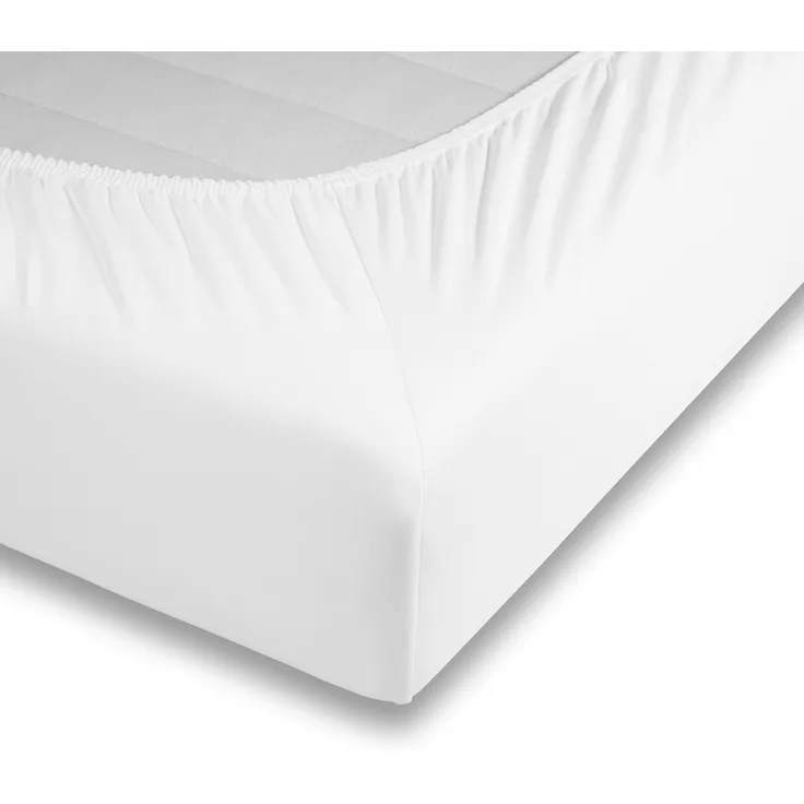 Traumhaft gut Schlafen – Spannbetttuch, hochwertige Qualität, trocknergeeignet, Farbe: Weiß, Größe: 200-210 cm x 180-220 cm
