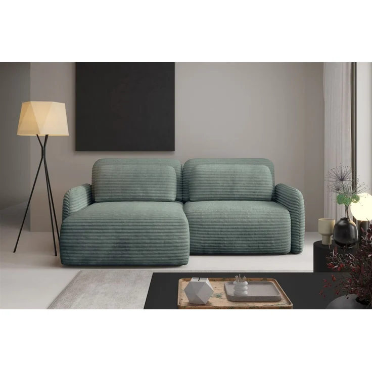 Ecksofa Schlafsofa Sofa SIMONE in Stoff Ambience Meeresgrün Ottomane Links – Bild 1