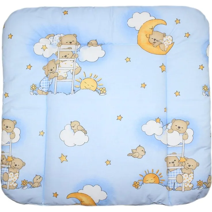 Baby Auflage Wickelauflage - BÄRCHEN AUF LEITERN BLAU- 70x50 cm 70x70 cm 70x85 cm Wickeltischauflage 70x70 cm