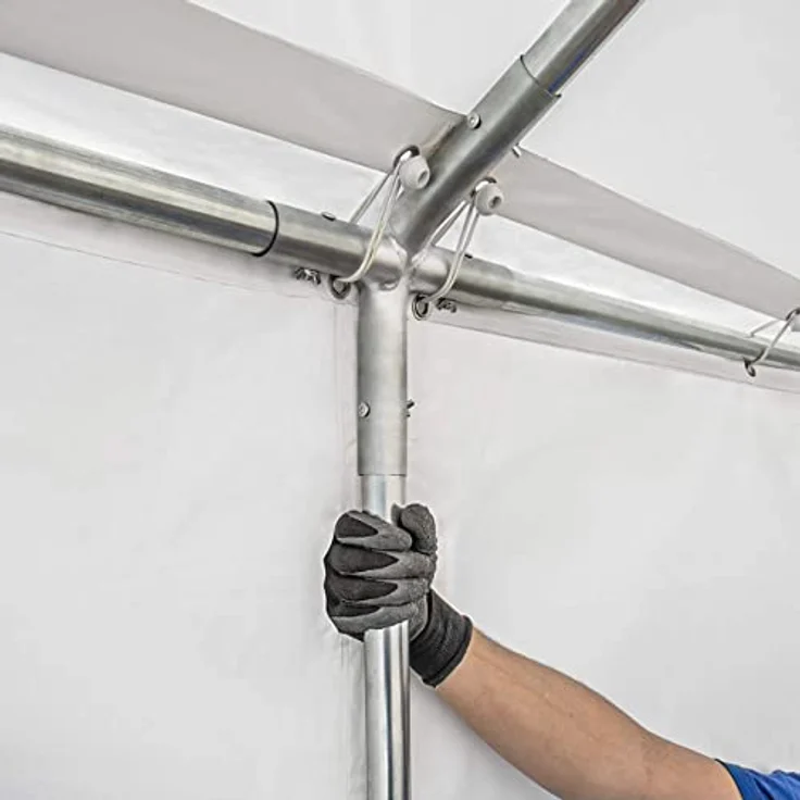 TOOLPORT Lagerzelt 3x6 m, Industriezelt mit 750 N PVC Plane, dunkelgrün, inkl. Bodenrahmen und Dachverstärkung – Bild 4