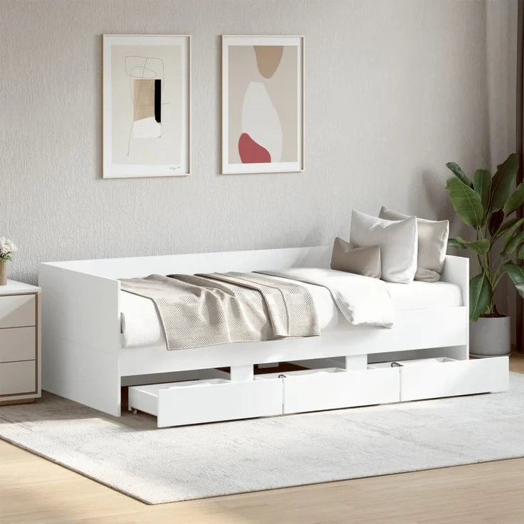 vidaXL Tagesbett mit Schubladen ohne Matratze Weiß 75x190 cm 3280832 – Bild 1
