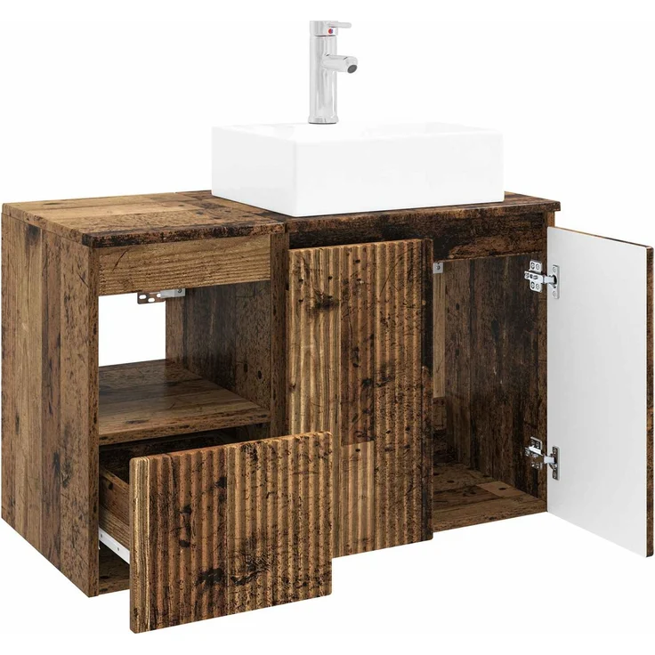 vidaXL Badezimmerschrank-Set 2 stk. Altholz 79,5 x 41 x 79,5 cm 3404062 – Bild 4