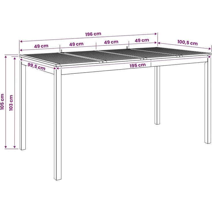 vidaXL Gartenbar-Tisch LAREN Weiß 196 x 100 x 105 cm Massivholz Akazie 3394425 – Bild 8