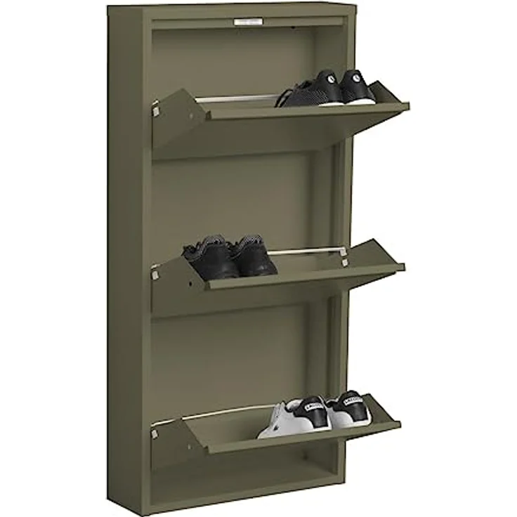 ebuy24 Pisa Schuhkipper, Grün, Metall, 50x106x16 cm, mit 3 Klappen für Schuhaufbewahrung in modernem Design – Bild 4