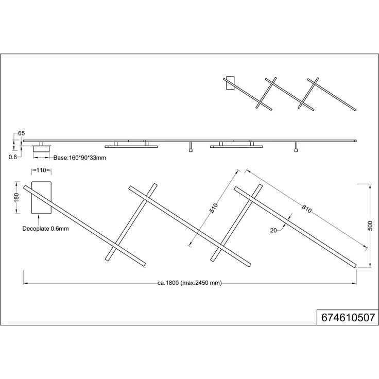 Deckenleuchte Deckenlampe INDIRA 3x6 W LED Switch Dimmer ca. 245 cm cm Trio Leuchten – Bild 5