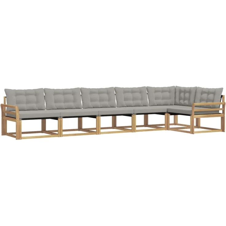 vidaXL Outdoor-Sofagarnitur 6 stk. Weiß und Hellgrau 3388733 – Bild 2