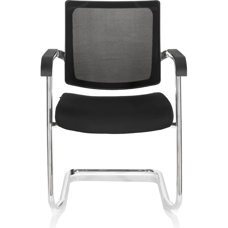 hjh OFFICE Besucherstuhl Konferenzstuhl LEVIA V Stoff/Netzstoff, Schwarz