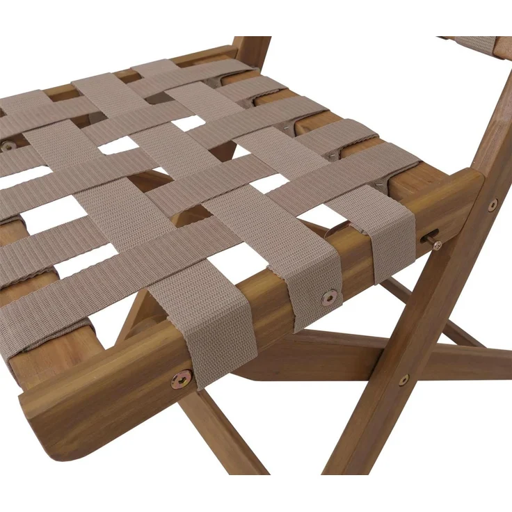 Garten-Set HWC-P70, Sitzgruppe Balkon-Set Garnitur 2x Stuhl Tisch, Seilgeflecht Akazie Holz klappbar ~ natur, creme – Bild 5