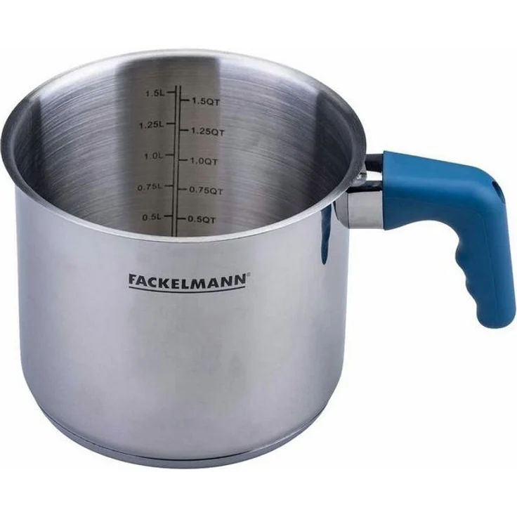 Fackelmann Milchtopf Essential Ø 14 cm aus Edelstahl mit ergonomischem Bakelit-Griff und praktischer Literskala – Ideal für alle Herdarten, Blau – Bild 5