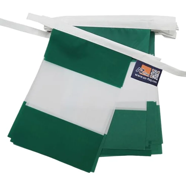 AZ FLAG - Fahnenkette Nigeria 6 Meter Mit 20 Flaggen - 21x14 cm - Nigerianische Girlande Flaggenkette 14 x 21 cm – Bild 7