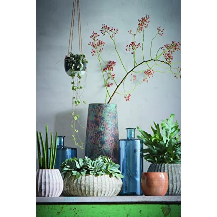 Mica Decorations 1006770 Blumen Guan Vase, recyceltes Glas in wohnlichem Blau, H26 x Ø21 cm – Bild 4