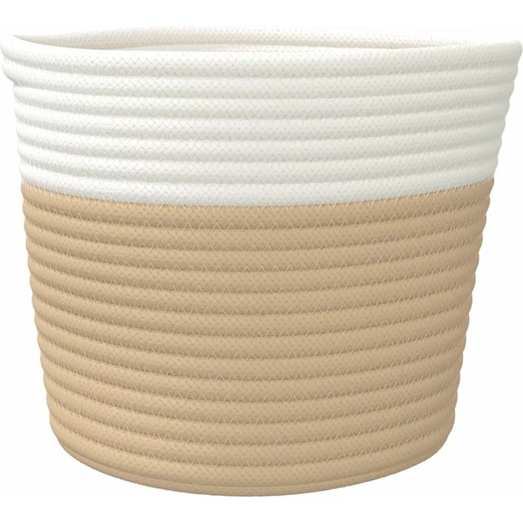vidaXL Aufbewahrungskörbe 2 Stk. Beige und Weiß Ø24x18 cm Baumwolle 358455 – Bild 5
