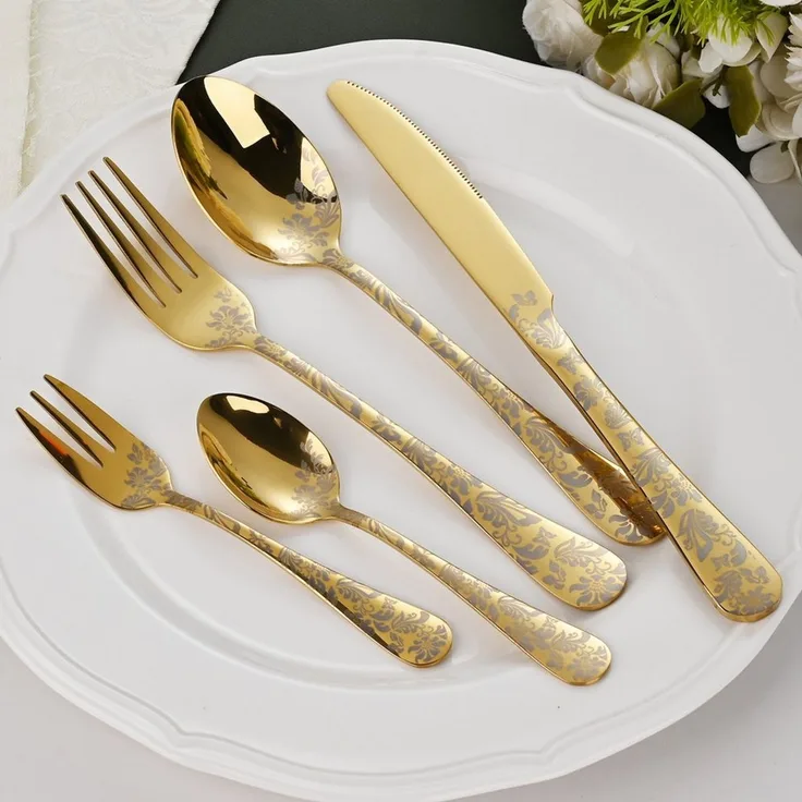 Faizee Home Besteck-Set Faizee Home Edelstahl-Besteckset mit Ornament-Design, mehrfarbig