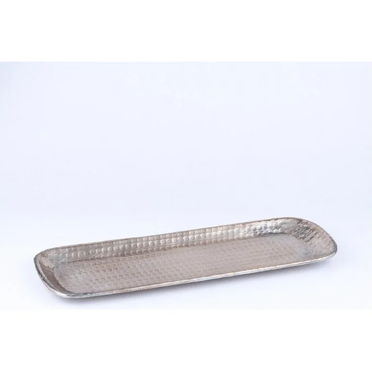 Marrakesch Orient & Mediterran Interior Dekotablett Vintage Tablett Kerzentablett Deko Hedye Silber 30cm, Handarbeit