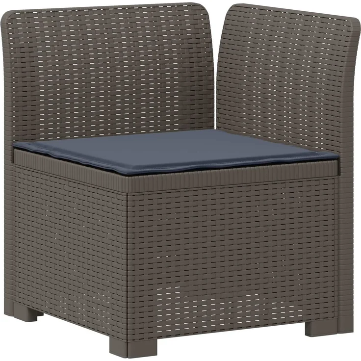 vidaXL 6-Sitzer Garten Sofa mit Kissen Rattan Look PP Hellgrau 3444121 – Bild 5