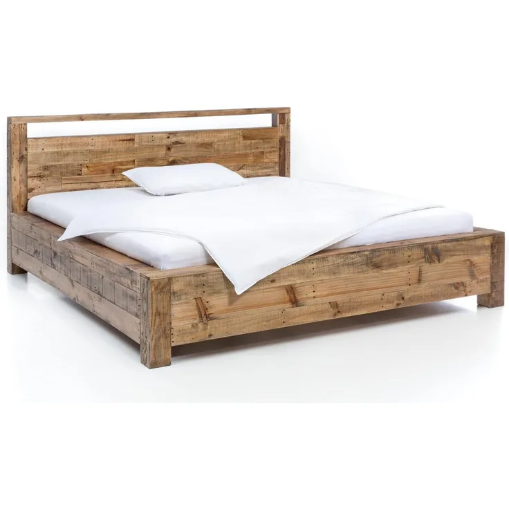 Havelock Pinienholzbett: Natur trifft Design | Geradlinig & Robust | Besonderes Kopfteil | Schlafzimmer Highlight