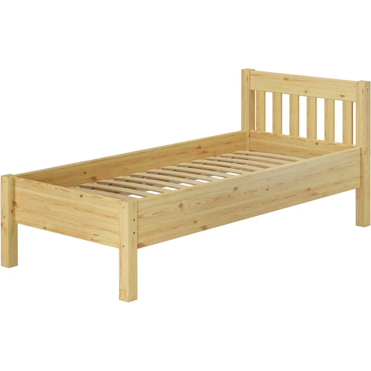 Hohes Holzbett 100x200 Bettrahmen mit Rollrost Seniorenbett Einzelbett V-60.55-10 Federleisten