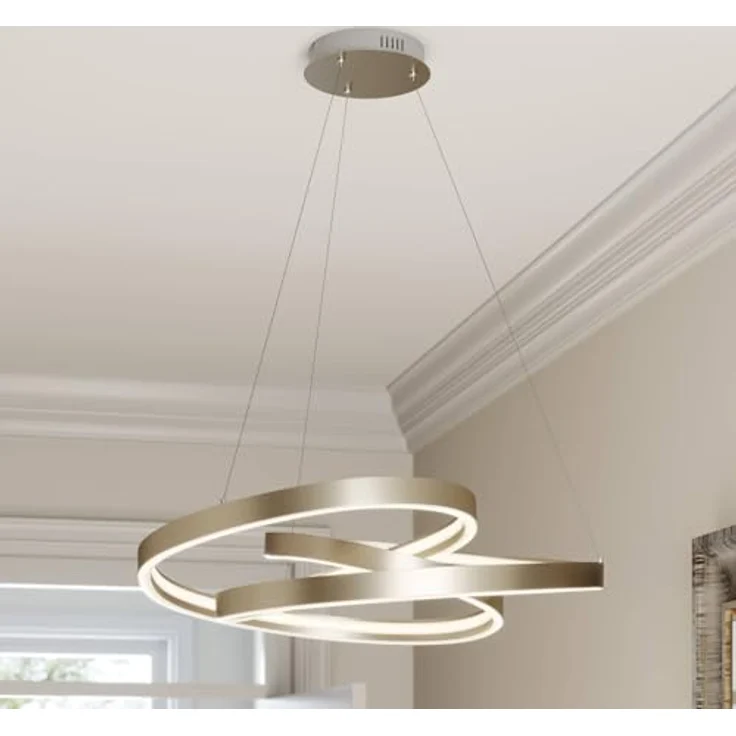 Lucande LED-Hängeleuchte Gunbritt, Ø 80 cm, dimmbar, silber, moderne Lichtgestaltung – Bild 2