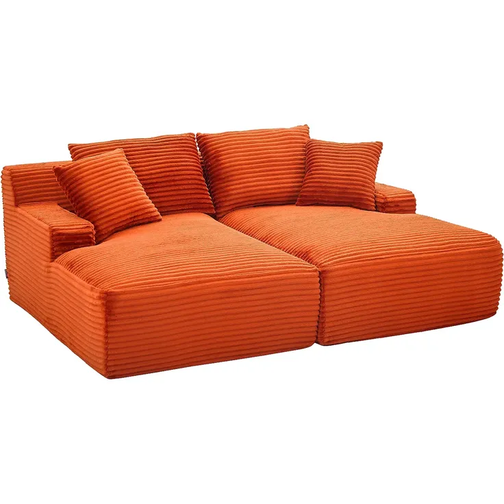 Vente-unique - DONILIA Sofa Samt Rot - B 160 cm x H 72 cm x L 200 cm – Bild 3