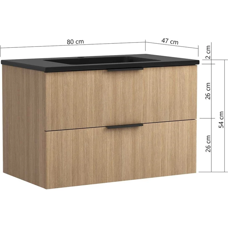 Waschtisch-Set vito Menzo / Sheffield, Holzwerkstoff, Schwarz, Holzfarben, 80 x 54 x 47 cm – Bild 10