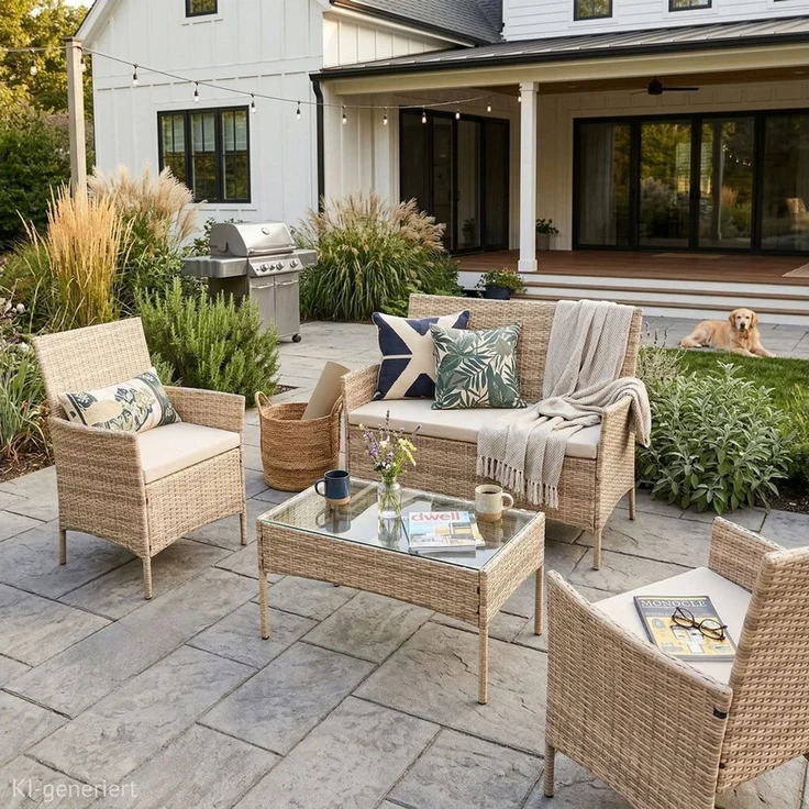 SVITA Sitzgruppe BROOKLYN, (Set, 4-tlg, Gartenlounge), Gartenmöbel Set, Sitzgruppe, Polyrattan – Bild 3