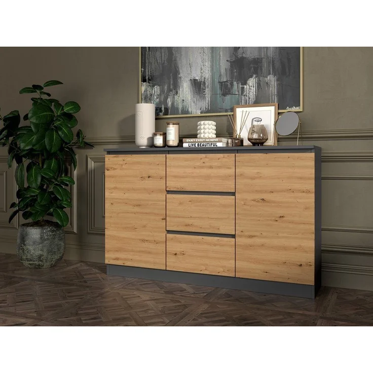 ibonto ECKKOMMODE ANTHRAZIT / ARTISAN EICHE 40x120x75cm (H 75 x T 40 x B 120 cm) – Bild 4