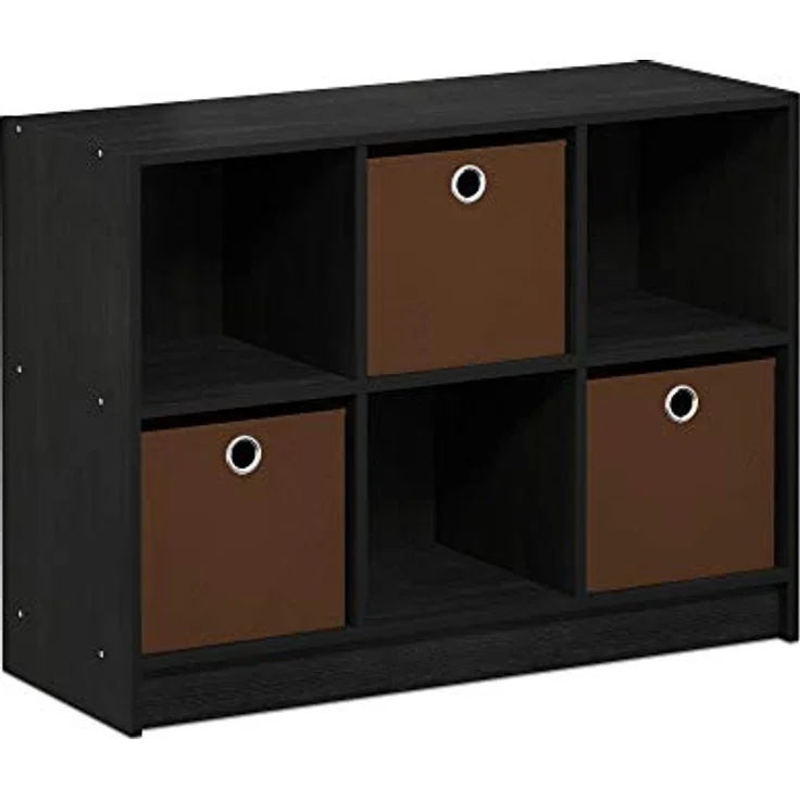 Furinno Cubic Kleiderschrank-Organizer und Aufbewahrung, 6-Fach Würfelregal mit Boxen, Offenes Regal Kleiderschrank-Aufbewahrung, für Kleiderschrank, Schlafzimmer, Wohnzimmer, Americano/Mittelbraun – Bild 5