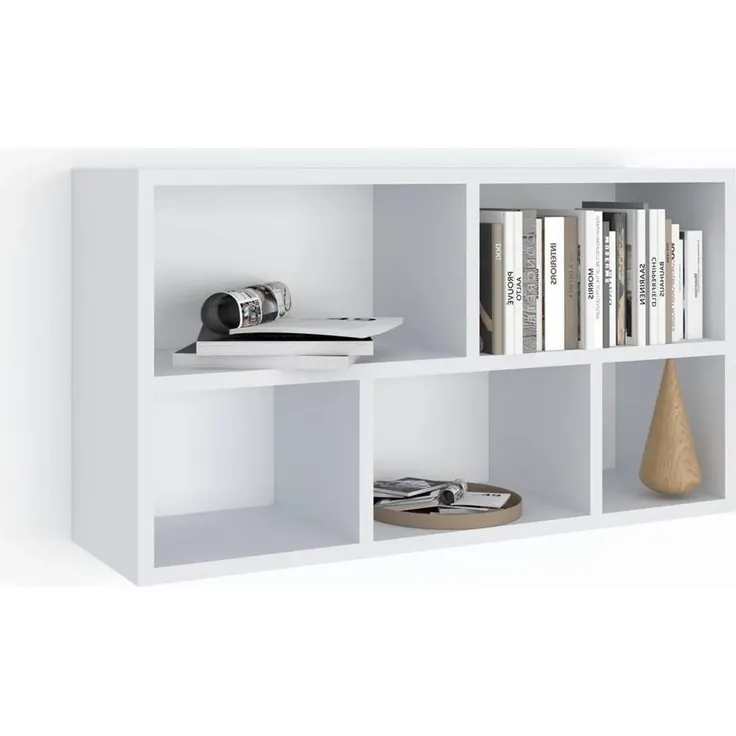 Sleepyshop24 Wandregal Weiß 80x50 cm - Modernes Hängeregal Horizontal & Vertikal montierbar - Wandboard für Bücher & Deko im Wohnzimmer, Bad, Kinderzimmer