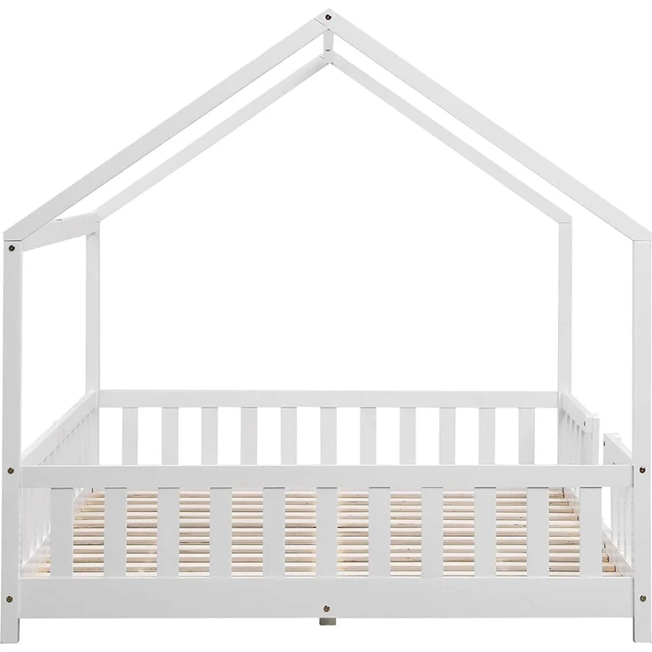 Kinderbett Sisimiut 140x200 cm mit Rausfallschutz Weiß [en. casa] – Bild 9
