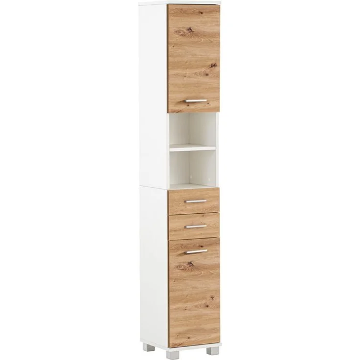 Schildmeyer Hochschrank Palermo, Holzwerkstoff, Mattweiß/Artisan Eiche Dekor, 30,3 x 23,6 x 180,9 cm (B/T/H) – Bild 4