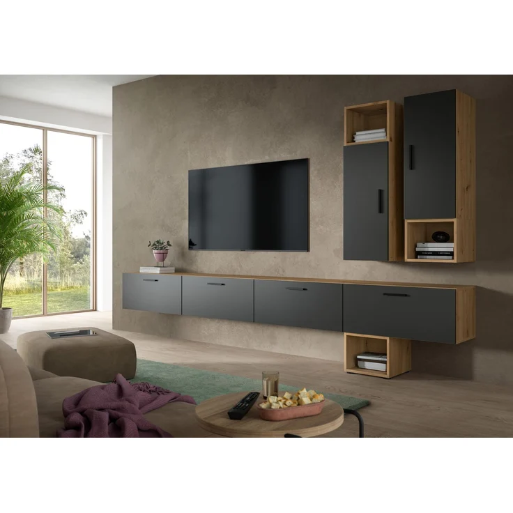 The One Wohnkombination in Basalt grau Nachbildung – Bild 5