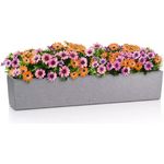 LECHUZA-Pflanzgefäß BALCONERA Stone 100 steingrau, Balkonkasten mit Bewässerungssystem, Wasserstandsanzeiger und Pflanzeinsatz, Stein-Optik, 99 x 19 x 19 cm, 15438