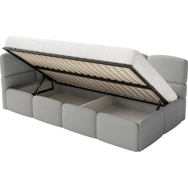 Selsey 'Cloudy' Kinderbett 120x200, Kopfteil links, Matratze & Bettkasten, Bouclé Grau – Bild 4