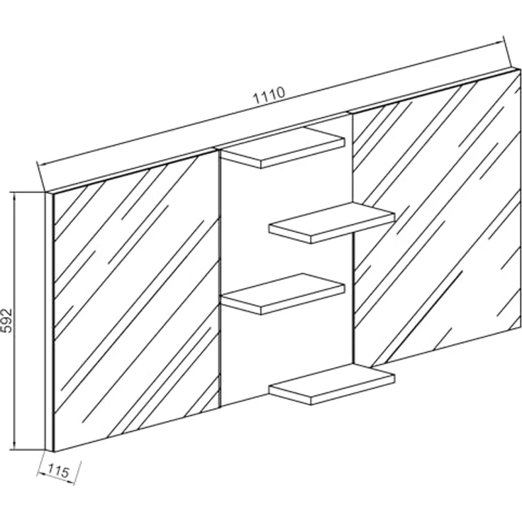 MID.YOU VCM Budasi Spiegelschrank, Weiß, Holzwerkstoff, 112x59x12 cm, mit Drehtüren für das Badezimmer – Bild 3