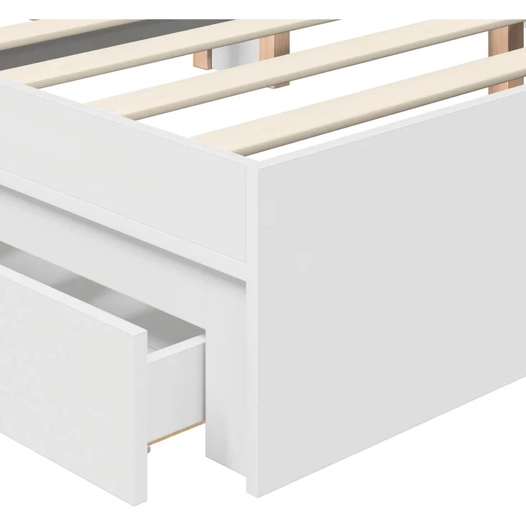 vidaXL Aufbewahrungsbett mit Kopfteil Weiß 140 x 200 cm Holzwerkstoff 3413499 – Bild 10