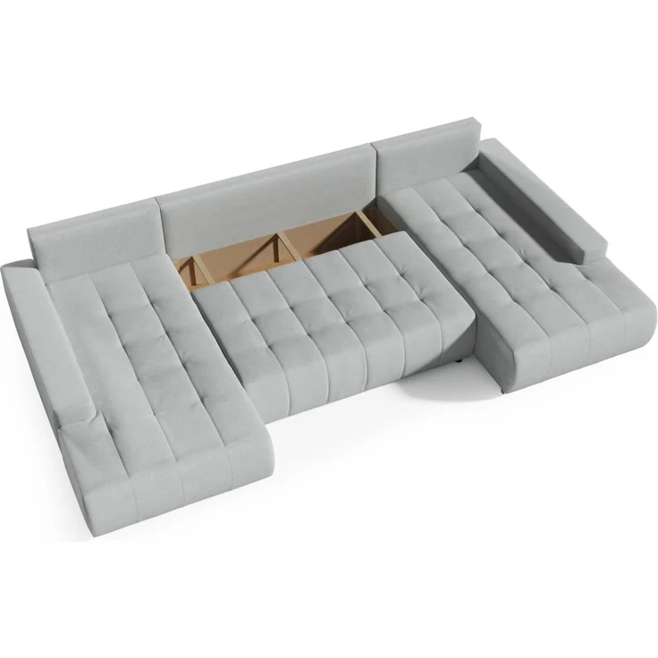 Wohnlandschaft Sofa mit Schlaffunktion VOGAR Stoff Aston Braun – Bild 2