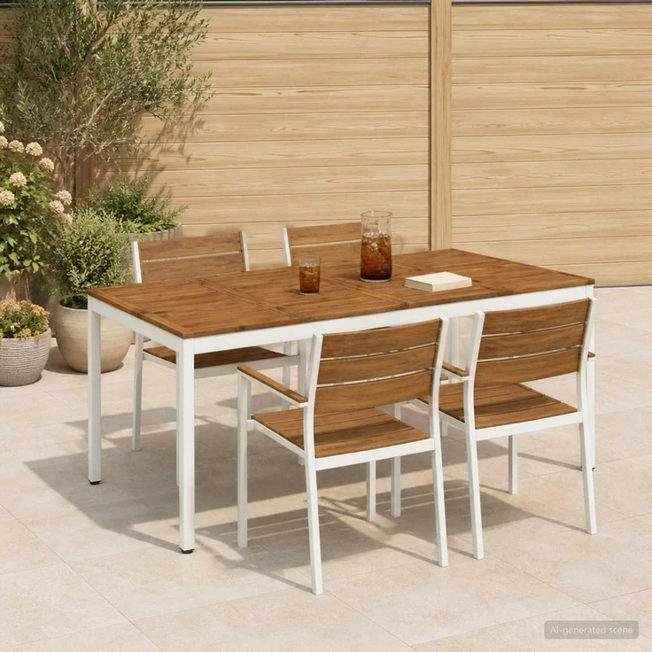 vidaXL Gartentisch NAARDEN Natur und Weiß 196 x 100,5 x 75 cm 3394420 – Bild 1