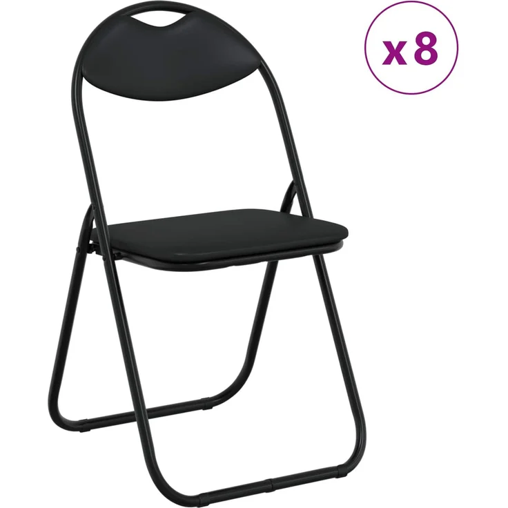 vidaXL Klappstuhl 8 pcs Schwarz 48 x 43,5 x 81 cm Kunstleder 42029067 – Bild 2