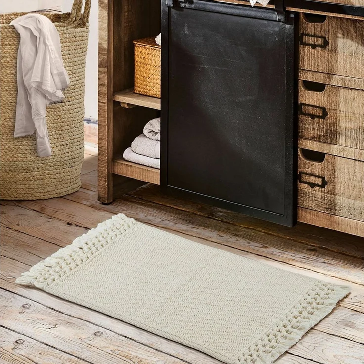Mirabeau Badematte Badematte 2er Set Faelwyn creme, Höhe 400 mm, 100% Baumwolle, stilvolles Interieur, Reine Baumwolle, Weiches Webmuster – Bild 3