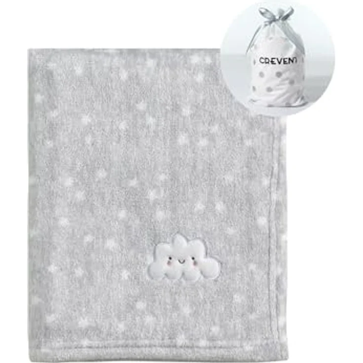CREVENT Kleine Flauschige warme Baby-Überwurfdecke für Jungen, Kleinkinder, Kinderbett, Kinderwagen, 75x100 cm, graue Wolke – Bild 8