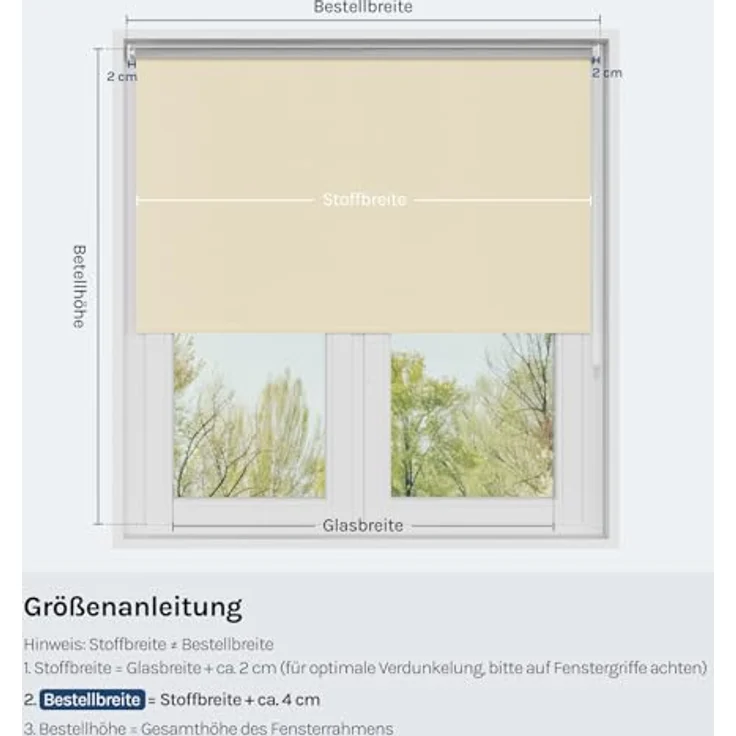 WOLTU Verdunkelungsrollo, nur zur Schraubmontag Thermo Verdunkelungsrollo mit Kette, Sichtschutz für Türen und Fenster, 140x160 cm [Stoffbreite: 136 cm], Beige – Bild 8