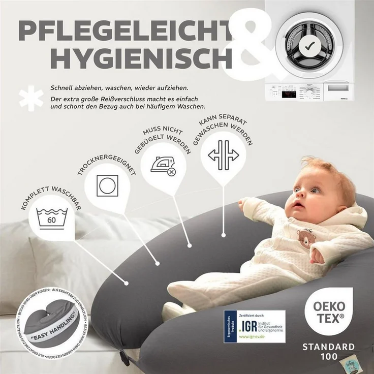 SEI Design Stillkissenbezüge Bezüg für Stillkissen Lagerungskissen Seitenschläferkissen 190x30 cm – Bild 3